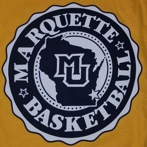 Gold Marquette Basketball Wisconsin Logo T-Shirt